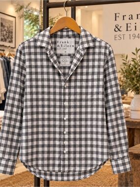 Frank & Eileen Eileen Italian Flannel Check Shirt Gray White Small